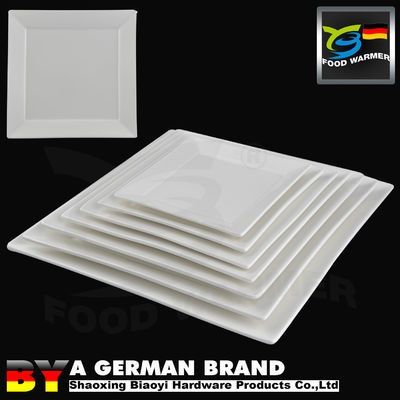 Hotel Supplied 10" Square High Temperature White Porcelain Square Rim Plate
