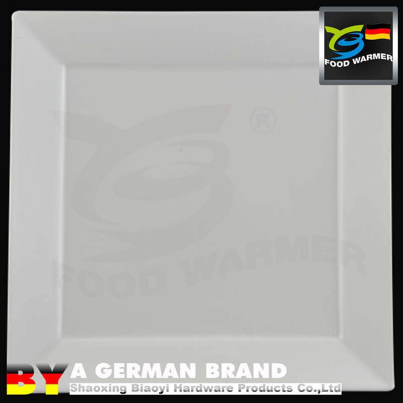 Hotel Supplied 10" Square High Temperature White Porcelain Square Rim Plate
